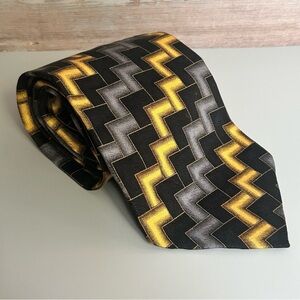 Bergamo New York Silk Black and Yellow Chevron 58.5” Tie